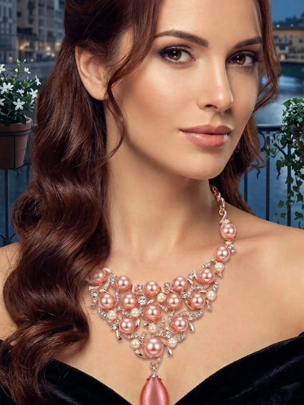 Rose Gold Pink Pearl Necklace - Picture 3 of 4